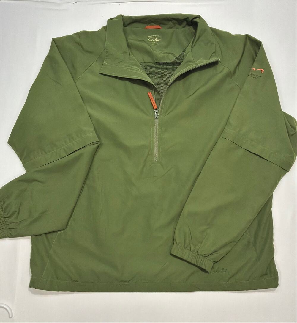 Cabela's Men's M Olive Green 1/4 Zip Windbreaker Pullover